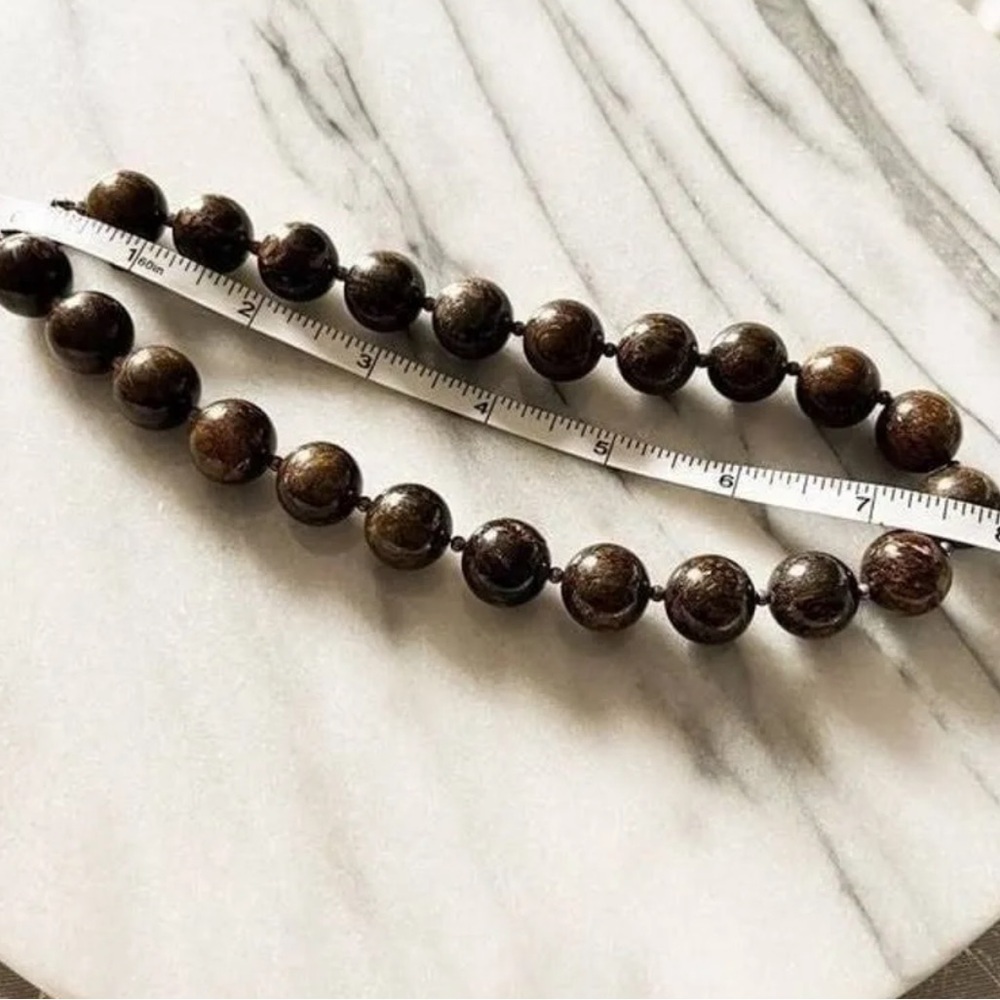 New Bronzite Beaded Brown Chunky Statement Neckla… - image 6